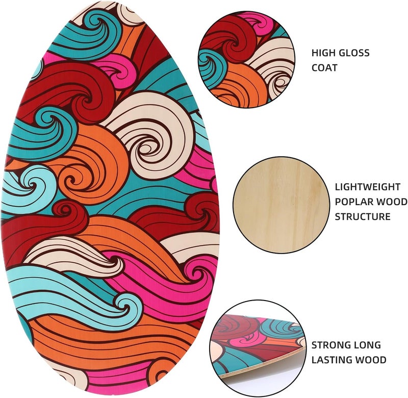 YOJOR Skimboard 35 Inch Skim Boards for Beach Adults ＆ Kids, High Gloss Coat Wooden Skim Board for Beginners, Durable Lightweight Wood Body Board - Image 3